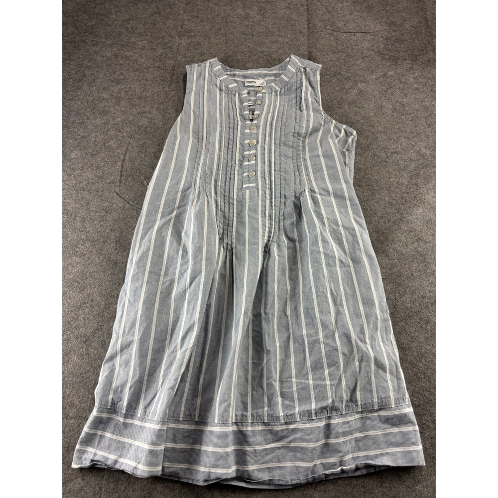 Sonoma Goods For Life Womens M Blue White Striped Cotton Sleeveless Dress Boho
